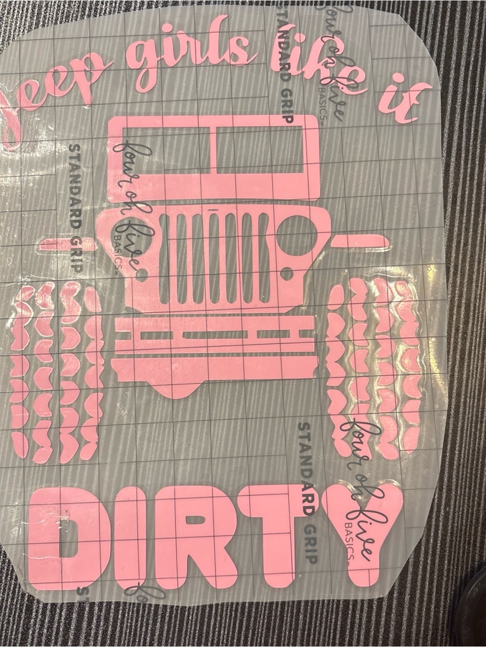 Vinyl decal car Home Basics Pink Jeep 'Dirt' Party Sticker